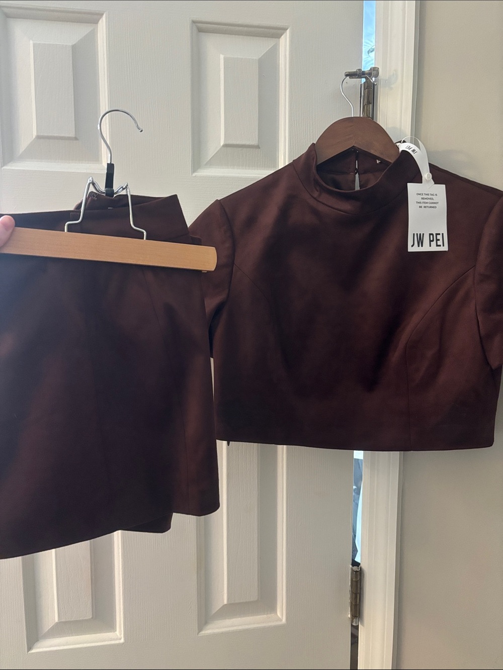 JW PEI Kids Chocolate Brown Mock Neck Crop Top